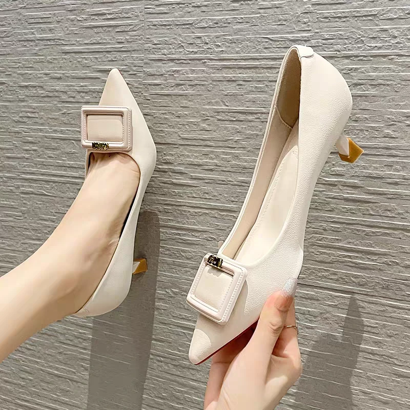 2024早春新款尖头网红法式高跟鞋女细跟通勤百搭6190