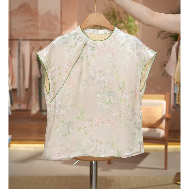 《 梨花细雨-短袖》新中式提花国风时尚休闲防晒透气短袖