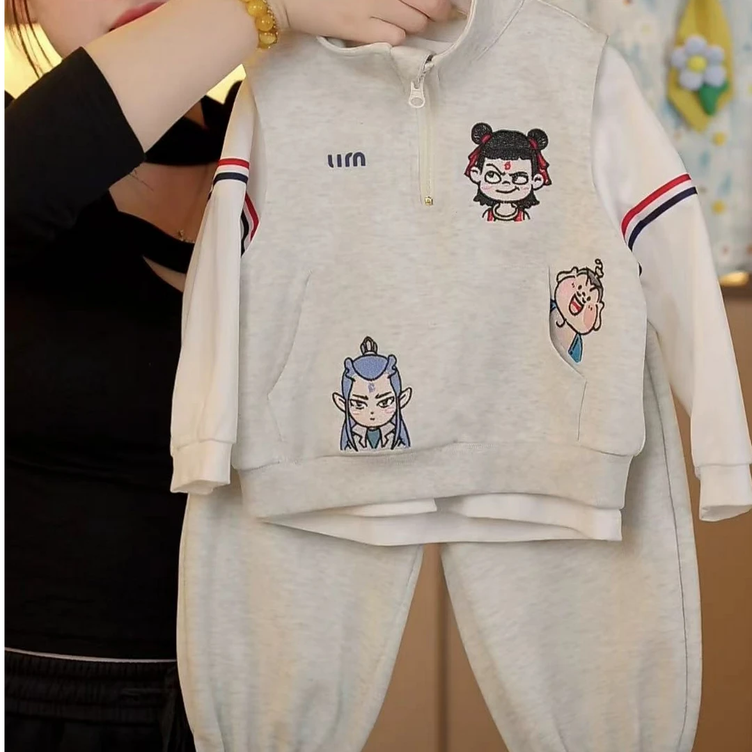 幂姐2025春季儿童马甲外套+内搭+长裤套装MJC256136