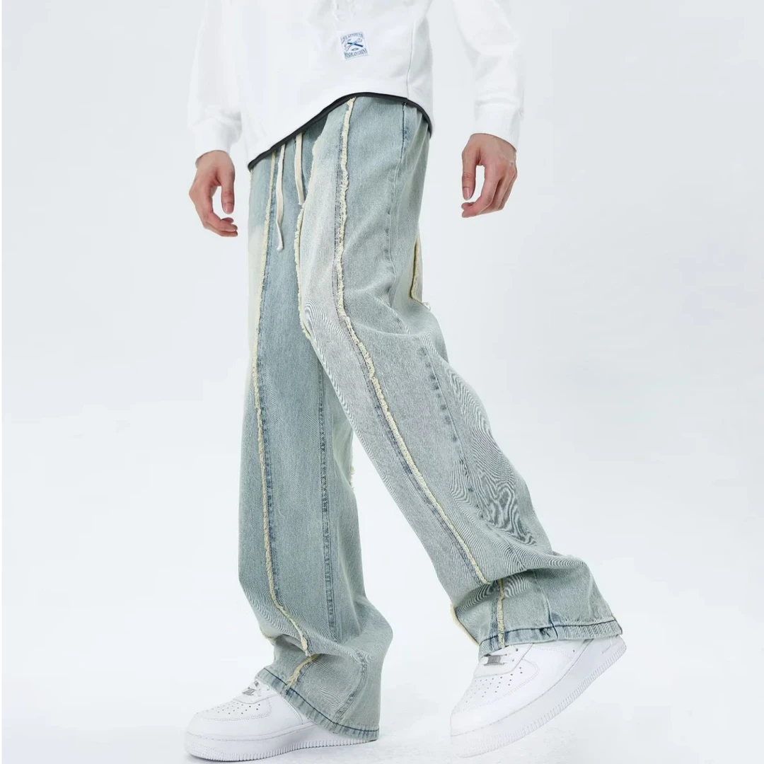 美式复古牛仔裤男宽松潮男穿搭裤子2025新款春夏季阔腿牛仔男裤