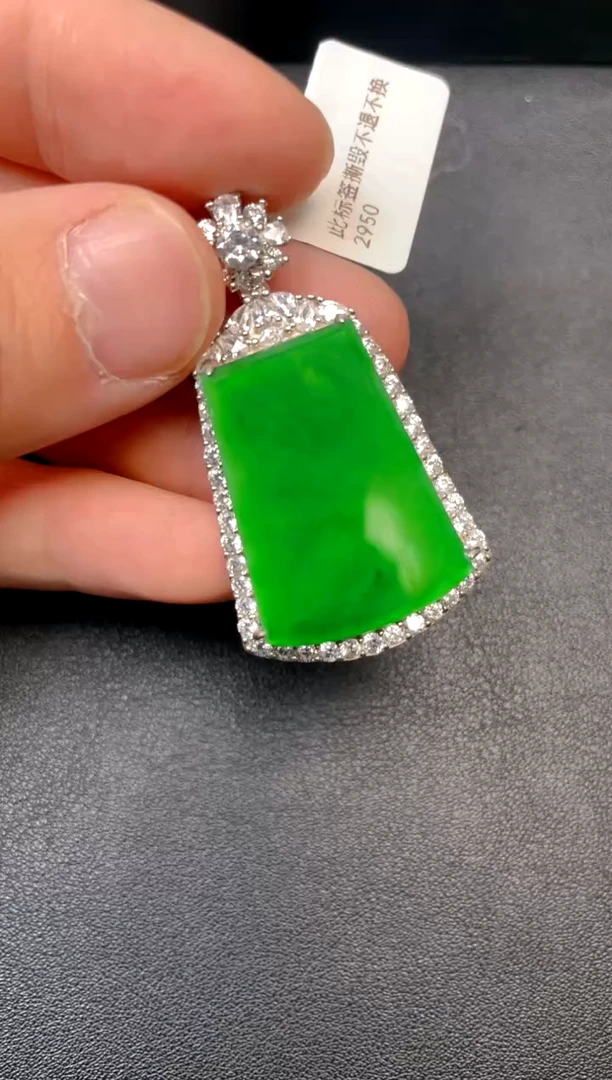 吊坠(不含链)银S925镶嵌翡翠吊坠