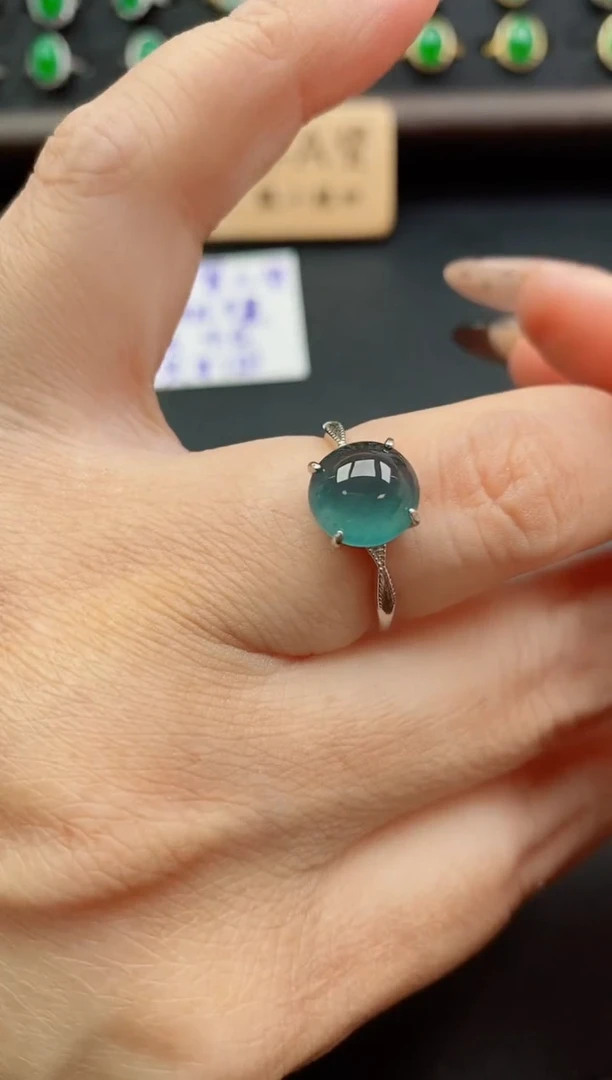 银S925镶嵌戒指翡翠1