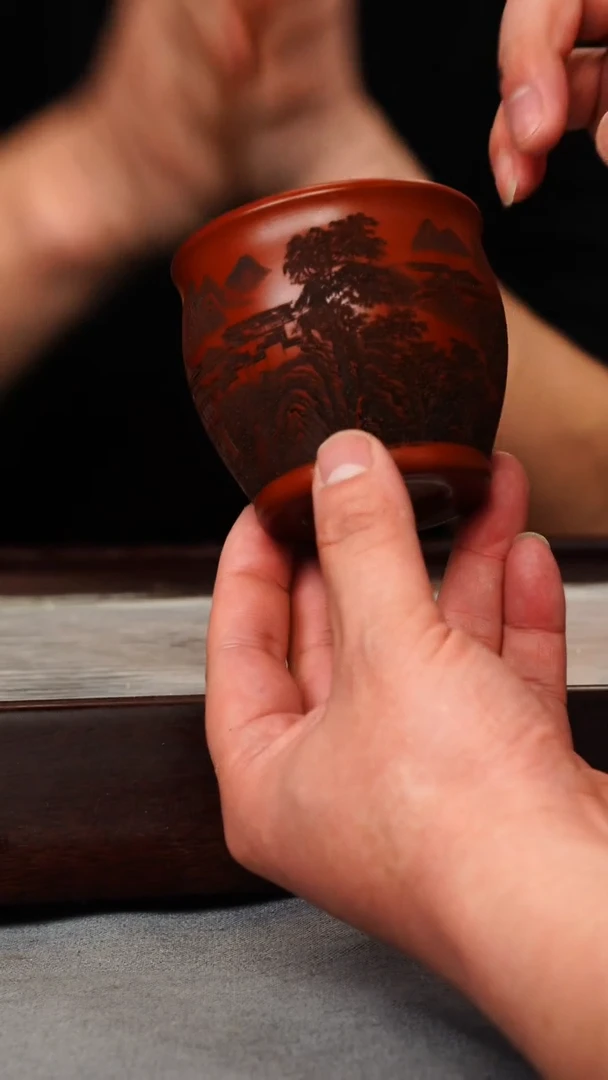 【闪购商品】紫砂茶壶大红袍 山水杯