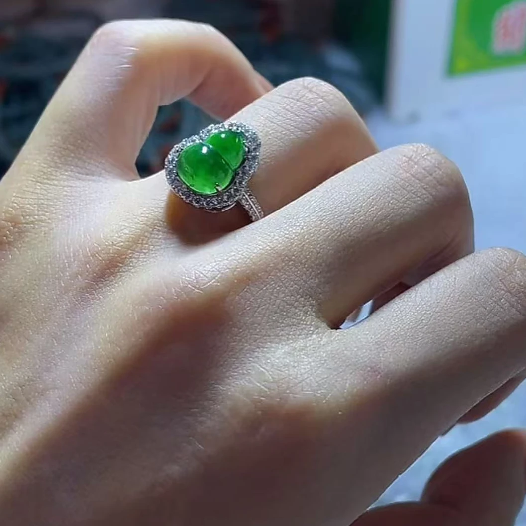 【玉经纶】-47146/Q104-629-天然A货翡翠戒指-多样性发其—