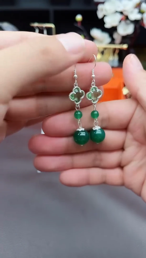 玛瑙/玉髓耳钉银S925镶嵌705000