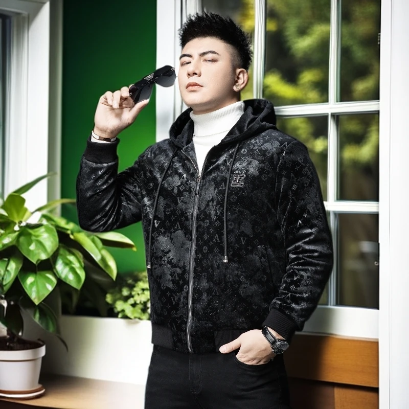 娜罗普西刺绣加厚连帽棉衣外套冬季保暖新款加棉夹克男士棉服短款