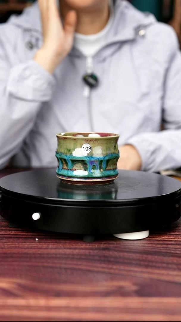 108#李盼龙一级品原矿钧瓷双竹节杯