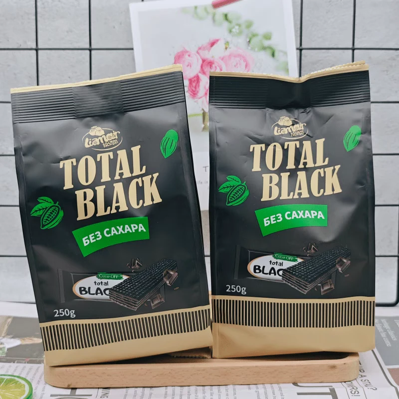 俄罗斯进口拉迈尔0蔗糖黑巧克力威化休闲零食