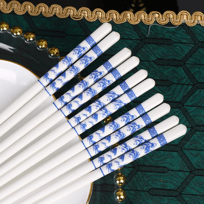 【青花瓷筷子10双+同款饭勺 】破损补发