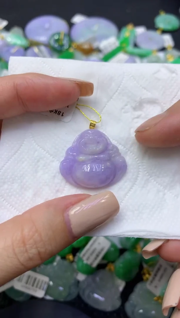 颈饰18K金镶嵌翡翠天然缅甸翡翠A货