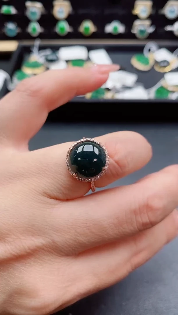 银S925镶嵌戒指翡翠1