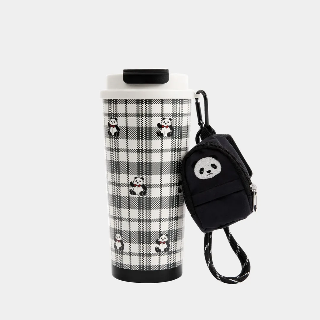 BEAST/野兽派【官方正品】熊猫嘭嘭随行杯 黑色格纹（配小包）
