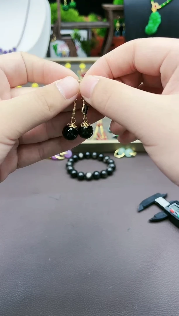 【闪购商品】黑曜岩耳饰银S925镶嵌204000