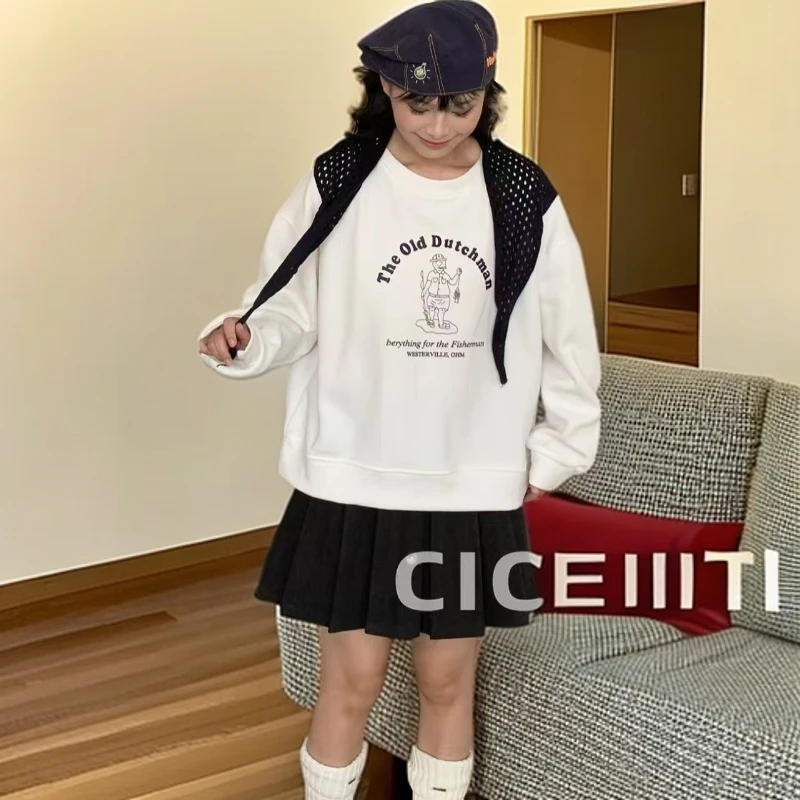 常规款圆领复古港风印花卫衣上衣秋季长袖常规时尚休闲百搭