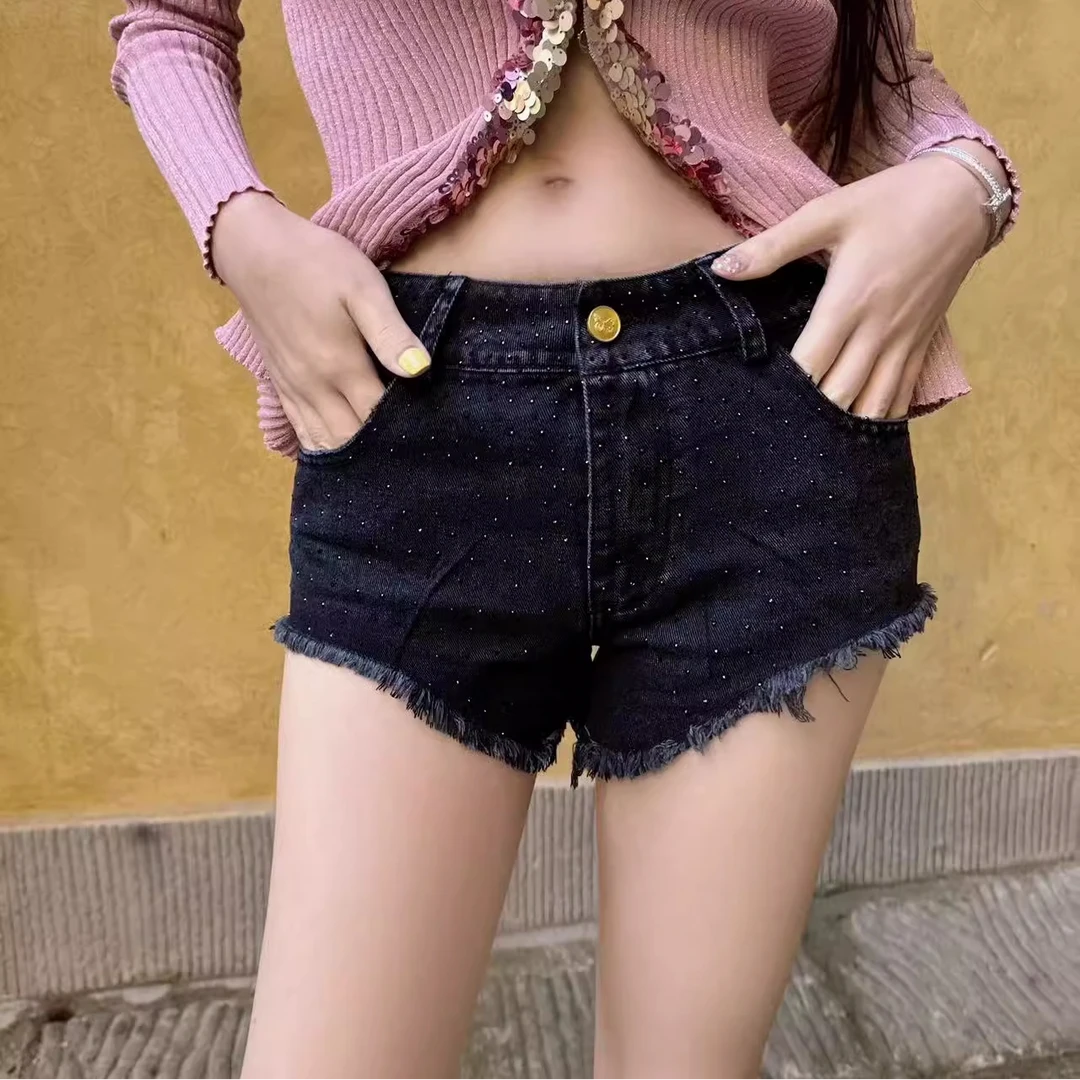【no退no换】23K092汤元家sd 牛仔裤女夏季毛边牛仔短裤百搭裤子