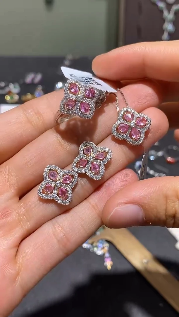 套装蓝宝石银S925镶嵌套装