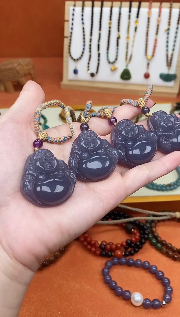 项链未镶嵌和田玉烟紫和田佛公项链