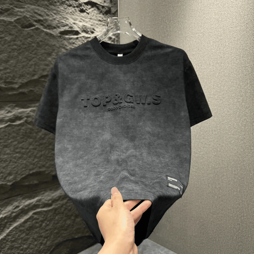 2025早春男士潮流简约扎染设计感时尚圆领短袖T恤