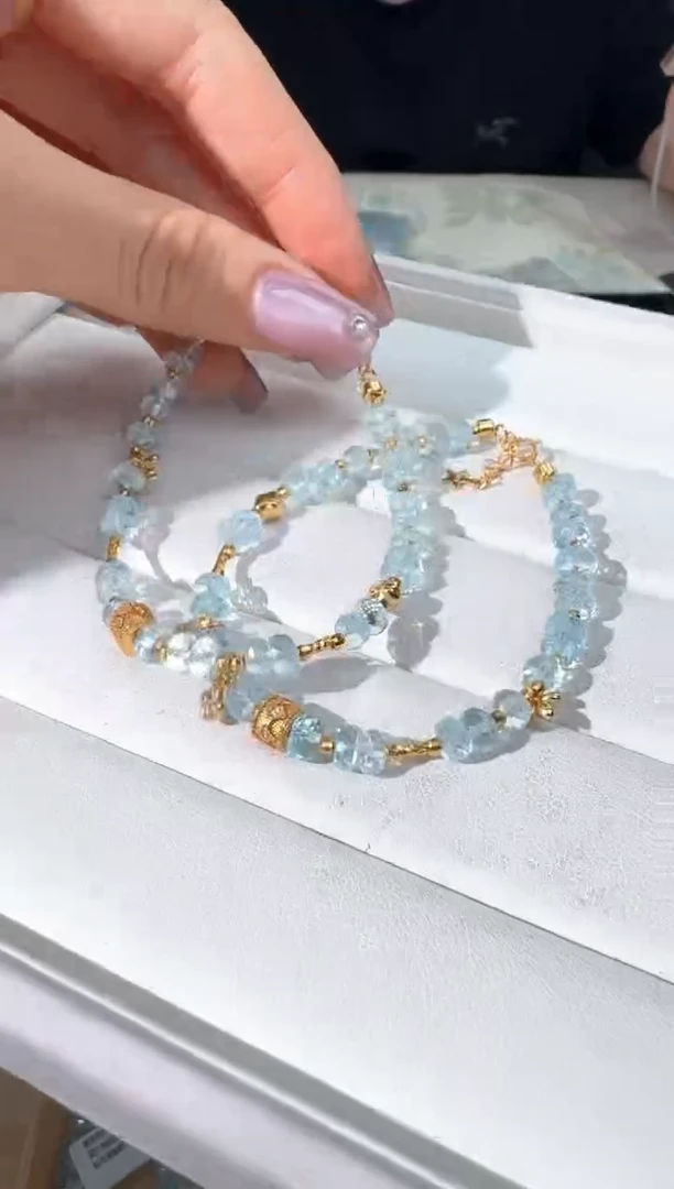 银S925镶嵌手链托帕石托帕刻面盘切设计款发货多样性发其一