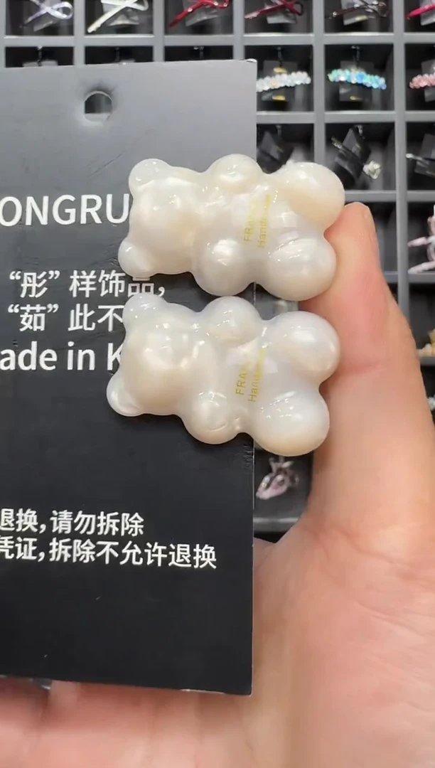 醋酸非金属韩国醋酸品牌发饰4.5cm加厚小熊鸭嘴边夹一对