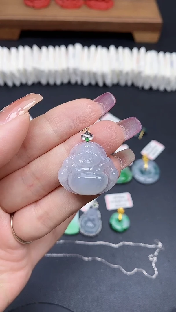 翡翠18K金镶嵌吊坠(不含链)MS189673