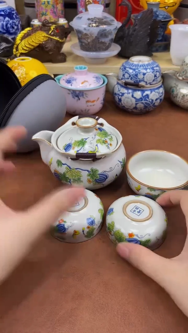 陶瓷茶具摆件旅行套组