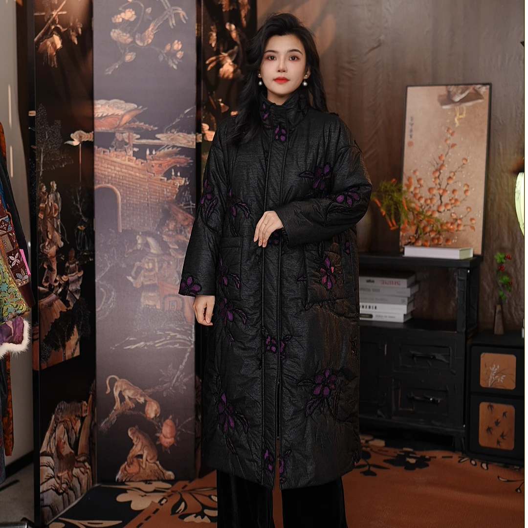 中长款时尚加厚冬季上新女款棉服中老年女装气质风衣外搭0537