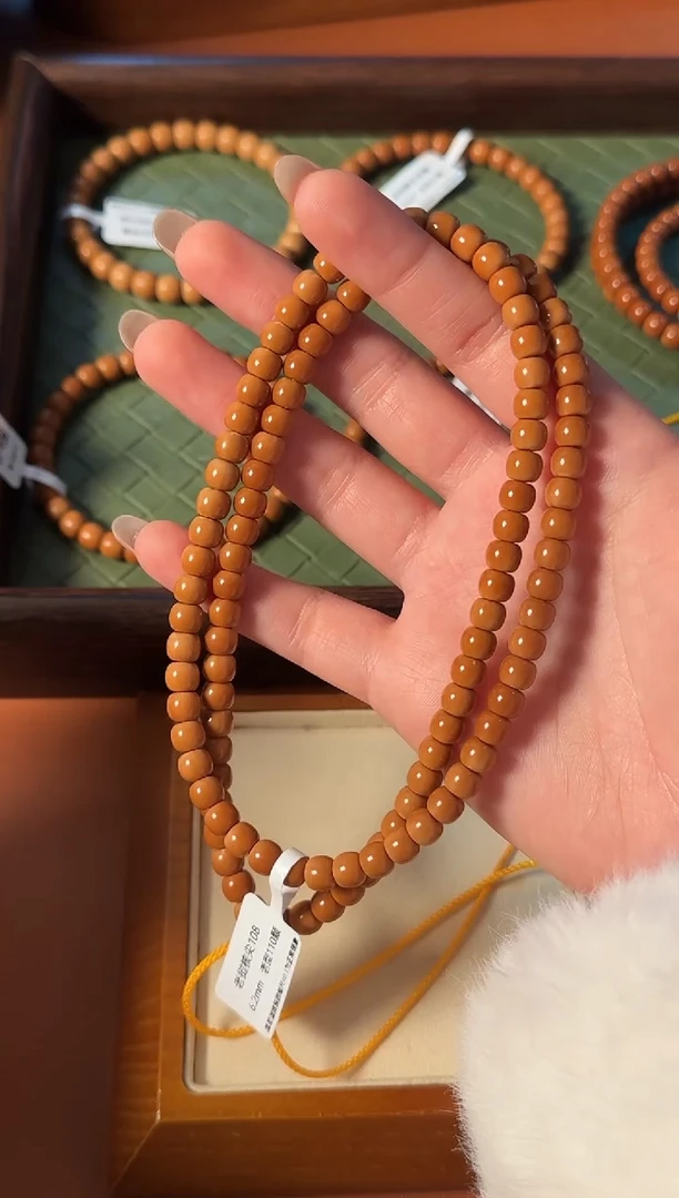 手串橄榄核【168】6.2mm老挝核尖老型108