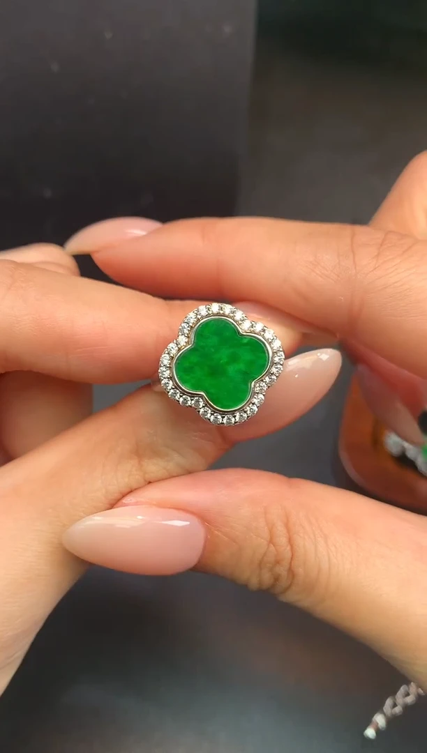 颈饰18K金镶嵌翡翠戒指