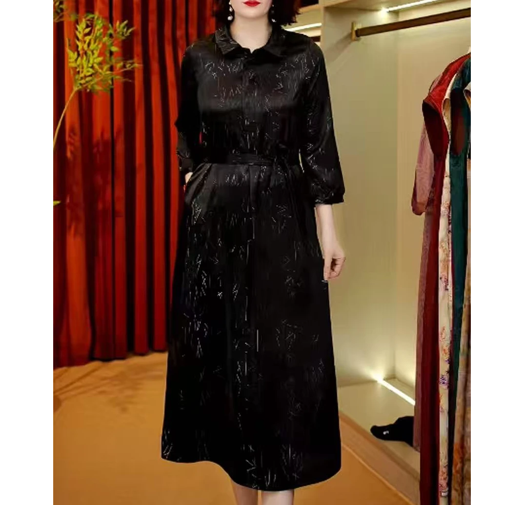 269【易】秋百搭时尚简约休闲显瘦遮肉减龄连衣裙