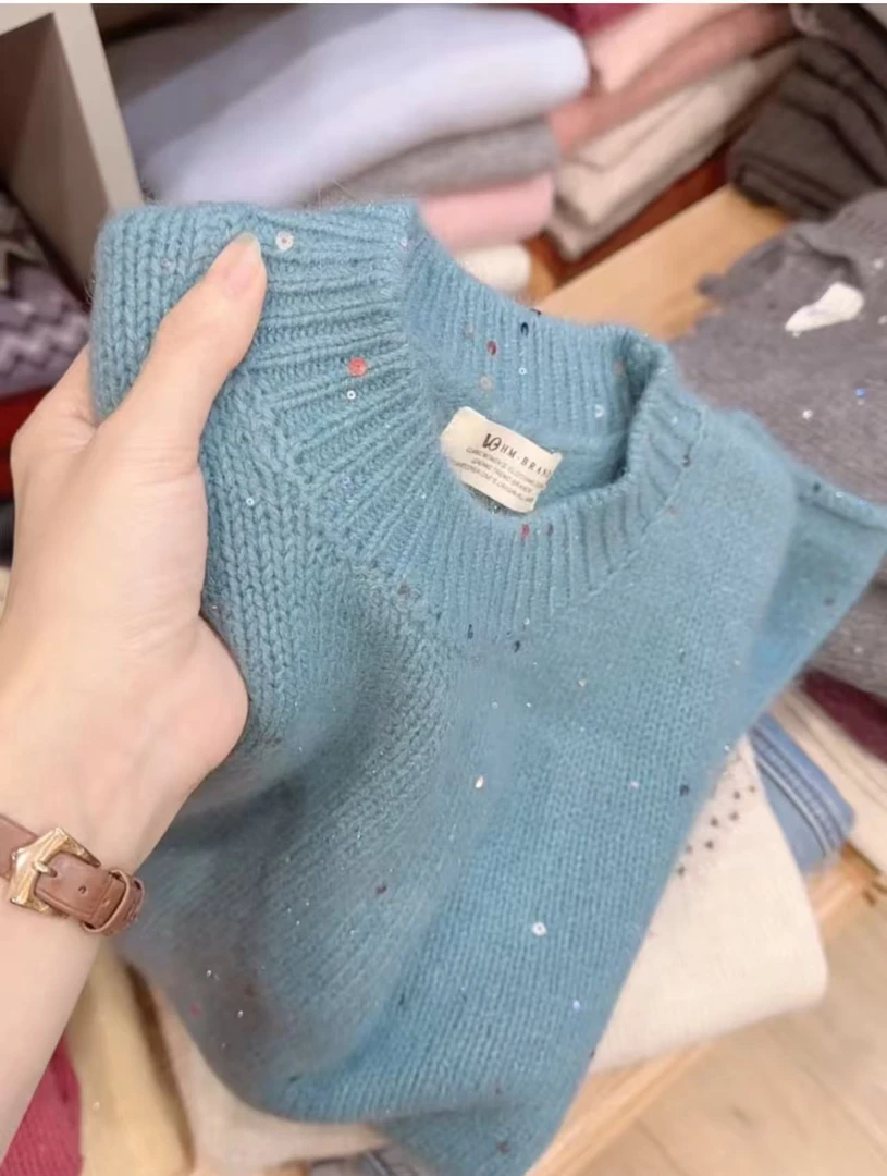 七言家 冰晶蓝软糯云感细闪毛衣2