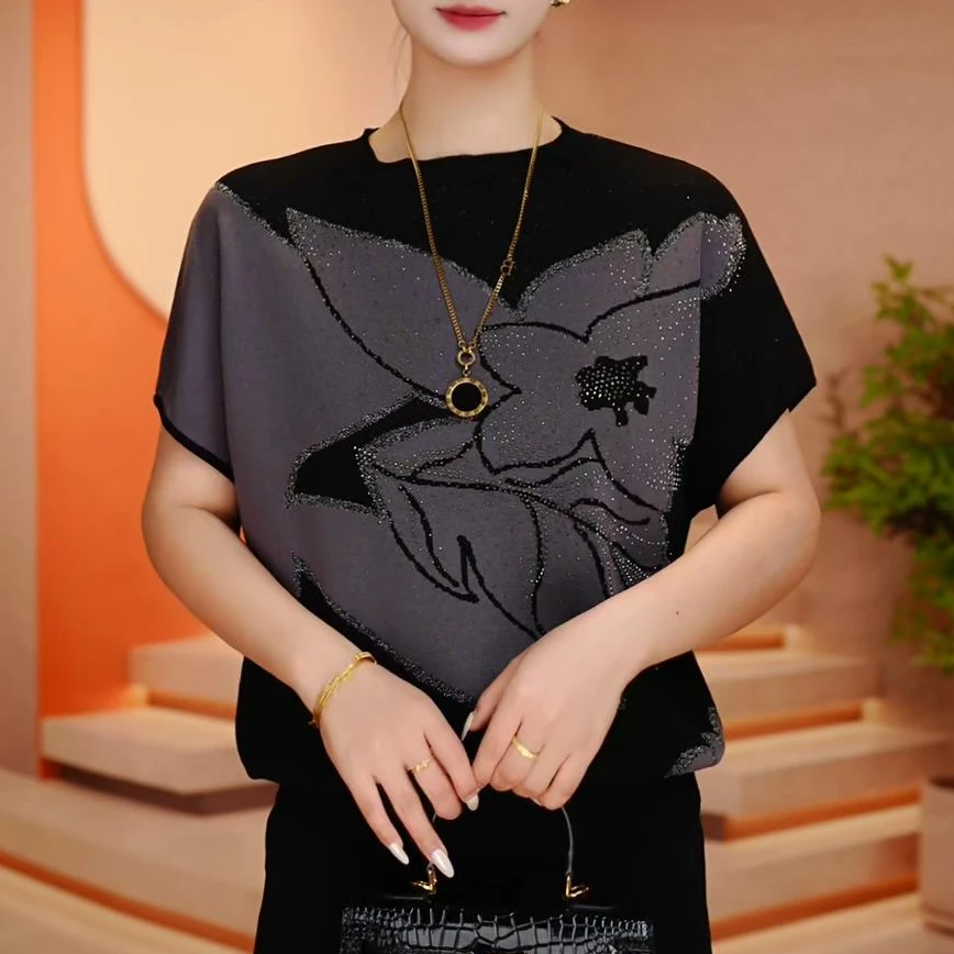 风穗 春夏新款针织短袖抗起球高端显瘦百搭减龄气质抢新D250583