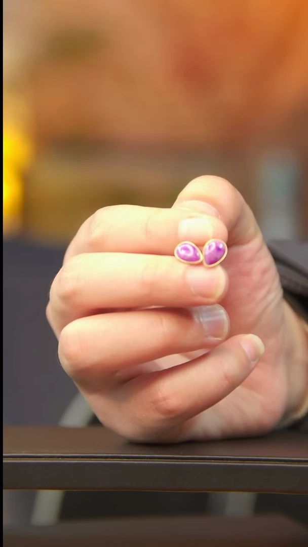 苏纪石（舒俱来）18K金镶嵌耳钉高****园100号耳钉