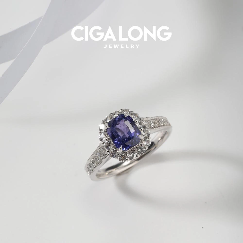 CIGALONGCIGALONG PT950紫蓝宝戒指3039