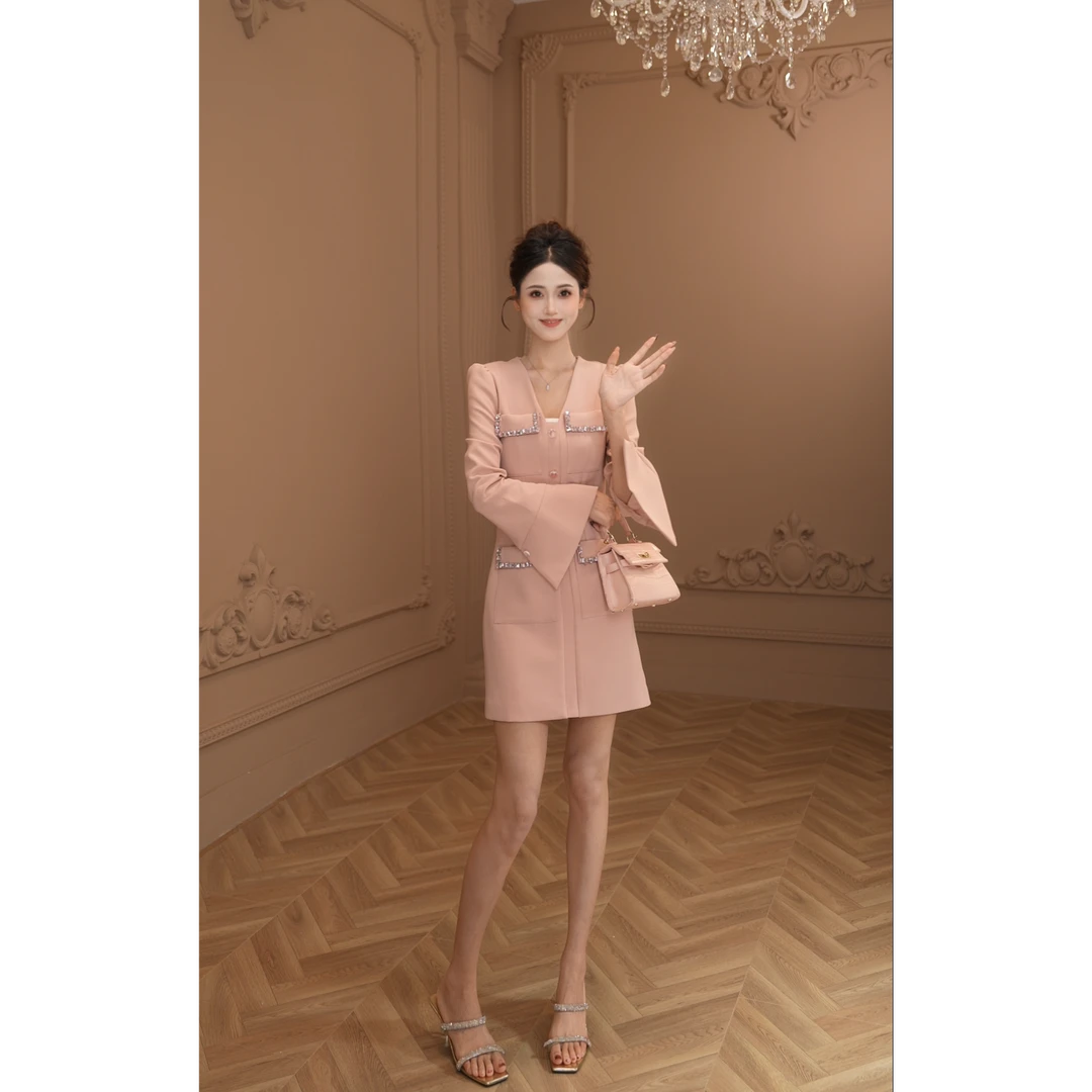 【柒老板定制】修身显瘦高级感气质连衣裙9732