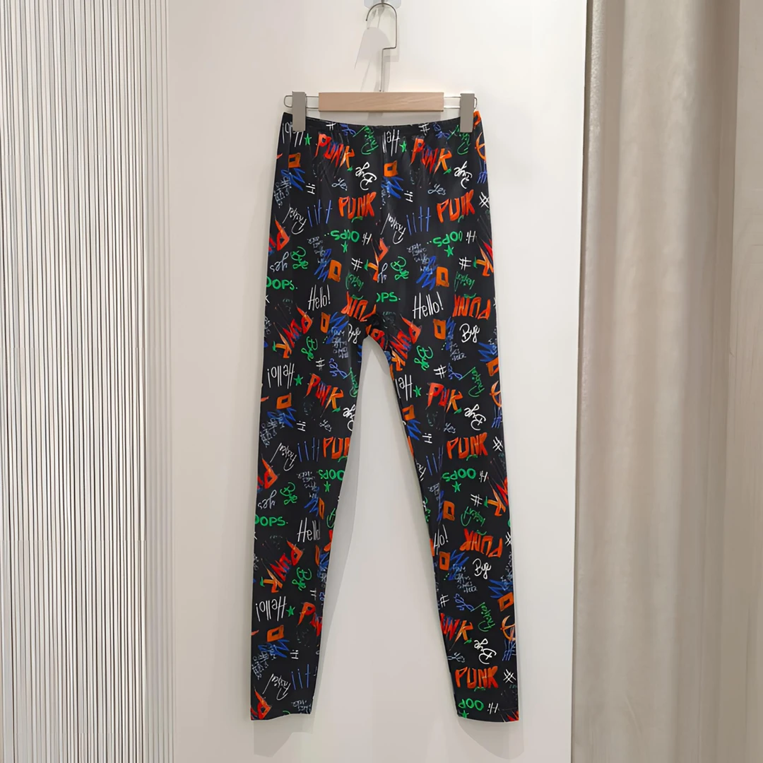 桑蚕丝印花休闲裤女秋装真丝打底裤小脚弹力长裤居家睡裤1346