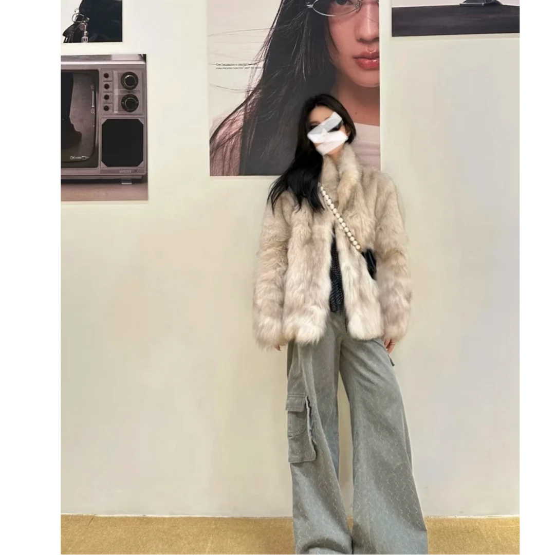 2024新款仿狐狸毛一毛双色染尖宽松版毛毛外套