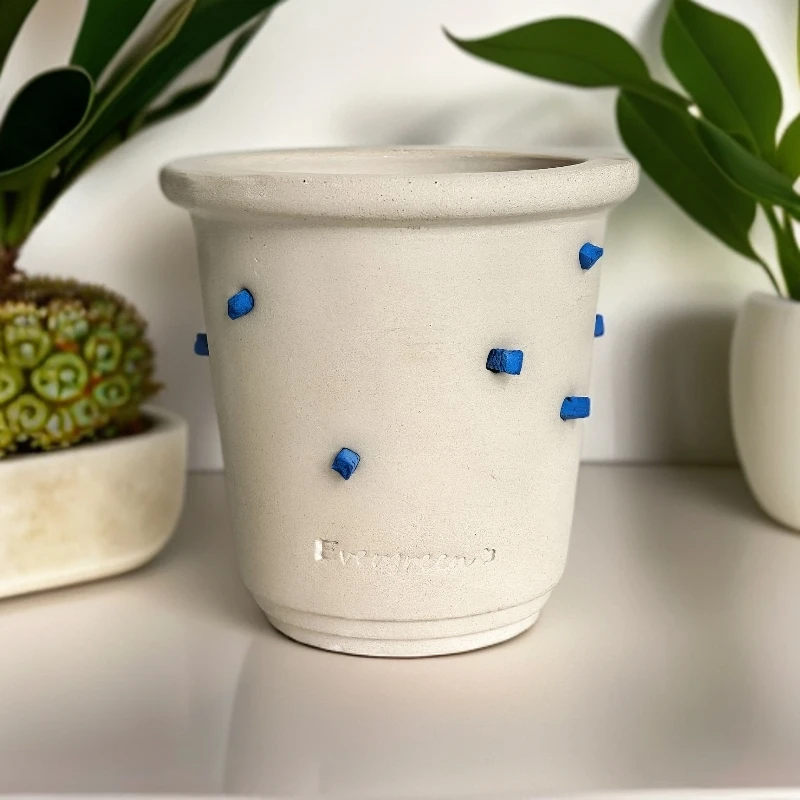 深蓝克莱因根块北欧风ins简约风花盆家用陶瓷