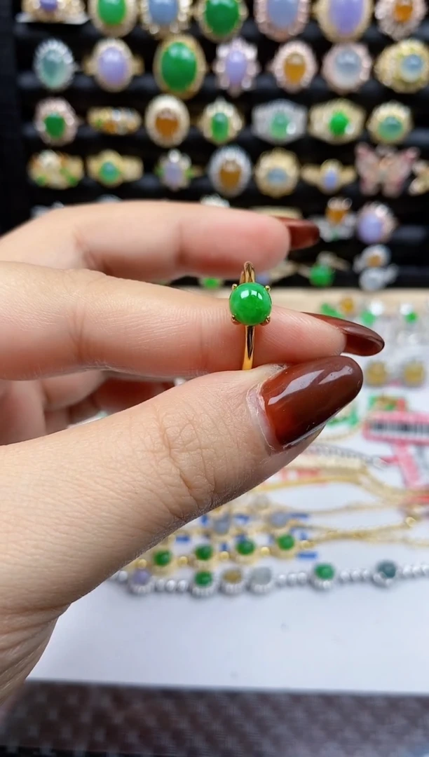 银S925镶嵌戒指翡翠6390