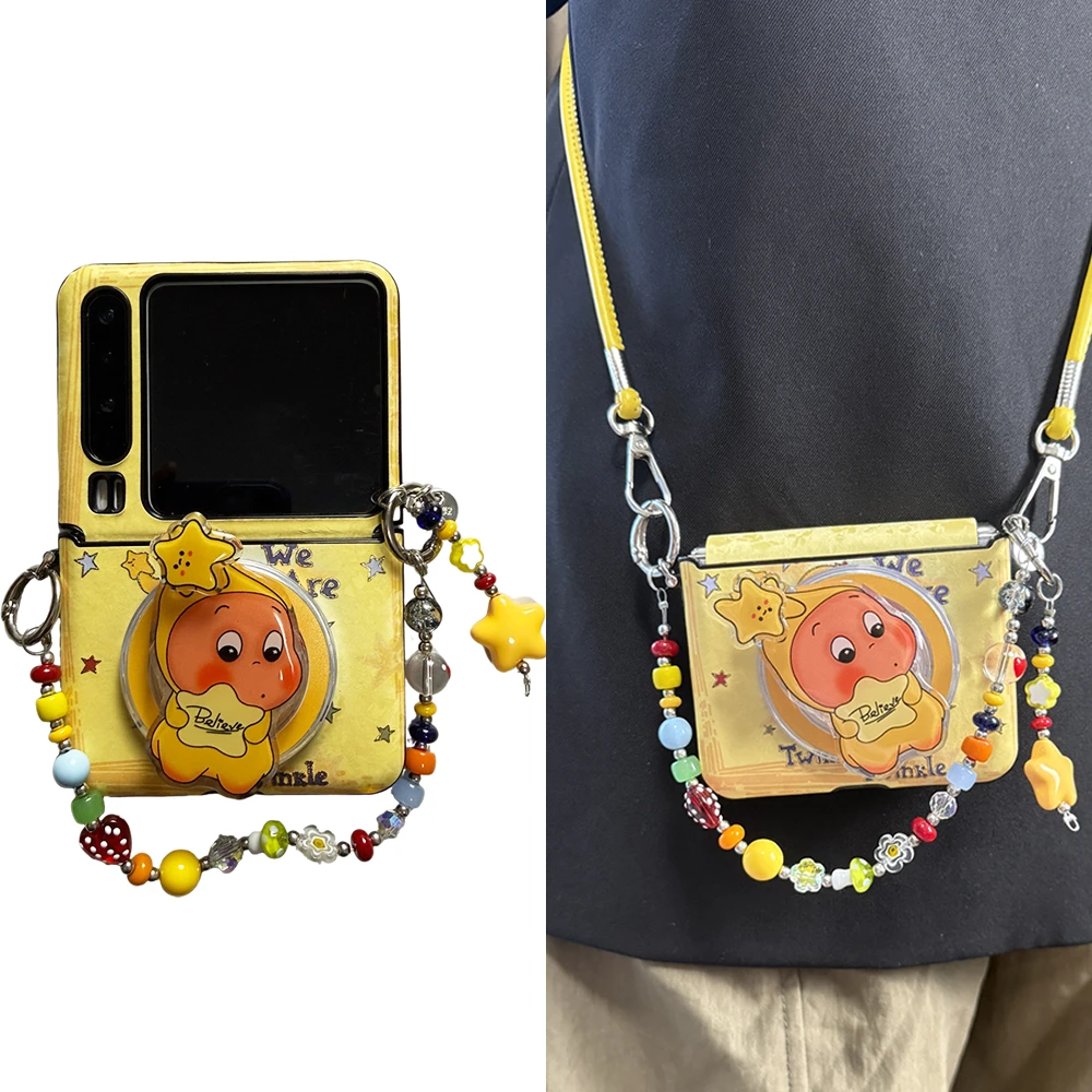 卡通星星人磁吸支架适用华为purax折叠屏手机壳pocket2新款手提