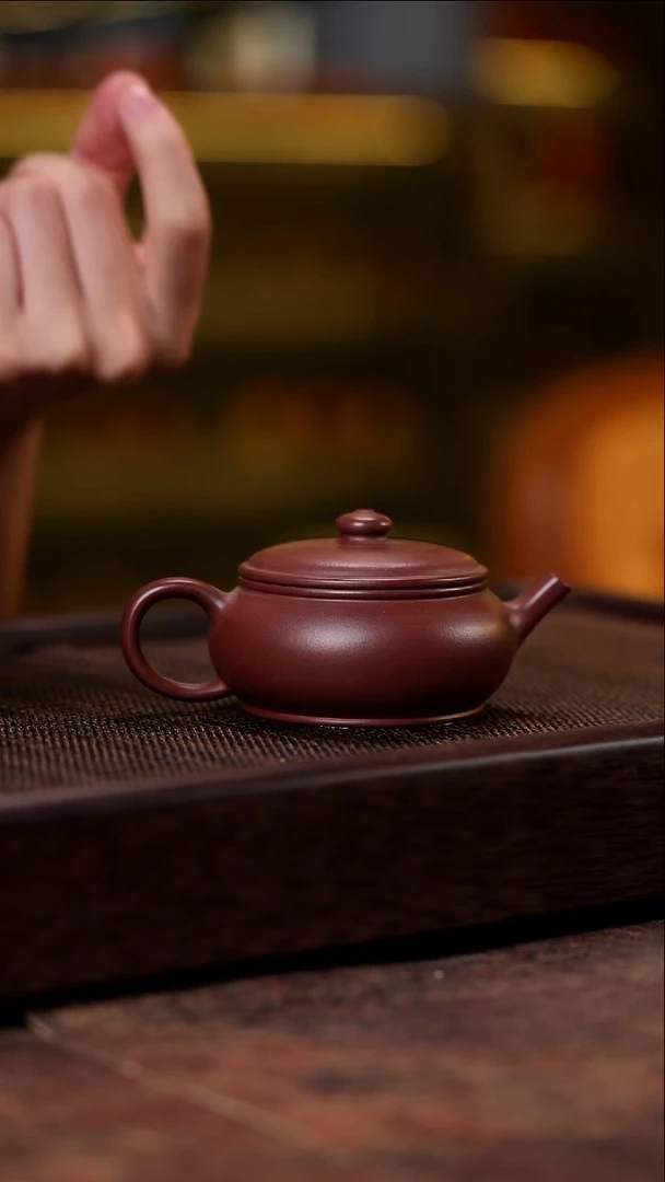 宜兴紫砂紫泥扁鼓