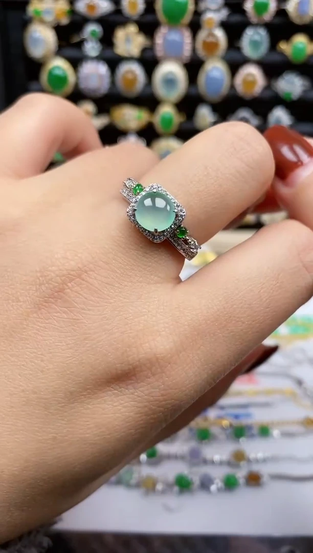 银S925镶嵌戒指翡翠282