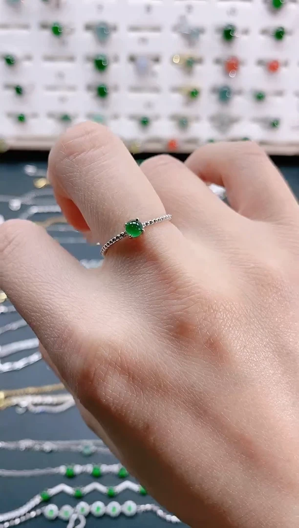 【闪购商品】翡翠戒指银S925镶嵌天然翡翠