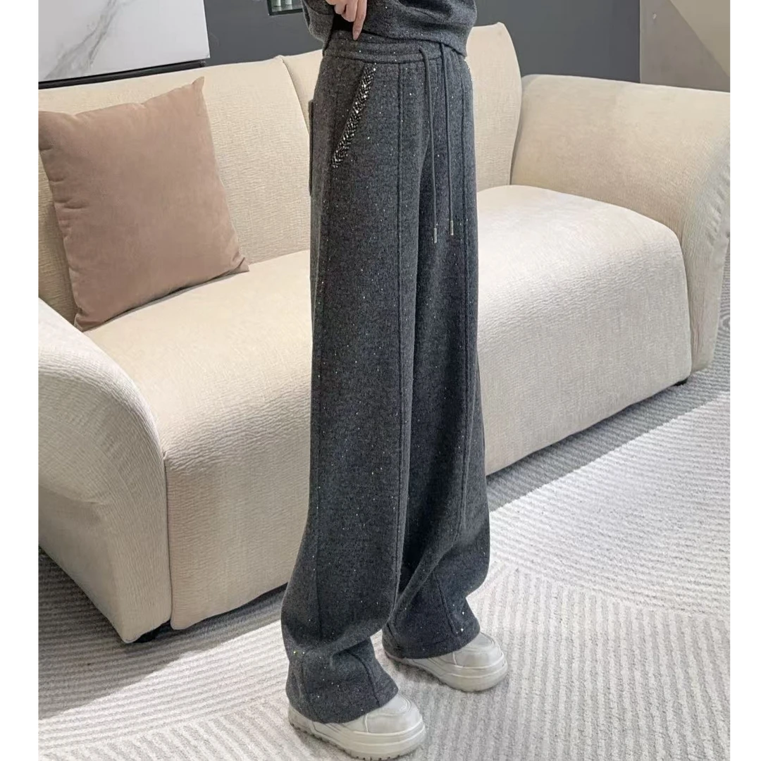 【星河知悉】2025冬季新款时尚显瘦加绒休闲卫裤H6501