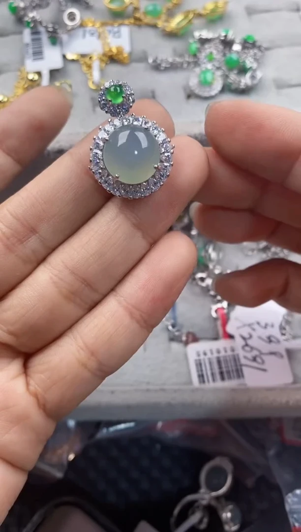 银S925镶嵌戒指翡翠8888----10