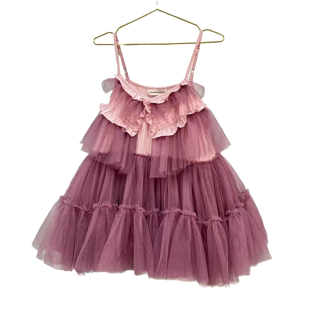 4457【珍珍优选】设计师新款拼接纱纱夏季无袖女装连衣裙