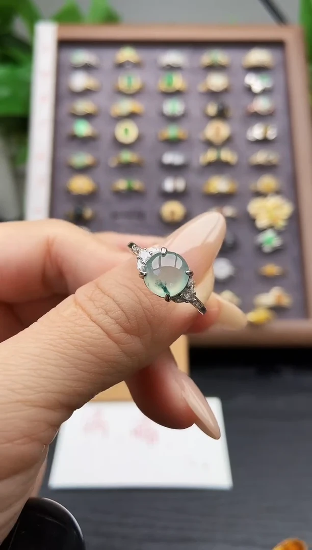 银S925镶嵌戒指翡翠12