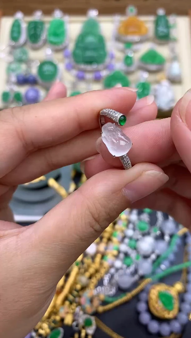 翡翠戒指18K金镶嵌393-中国好珍宝