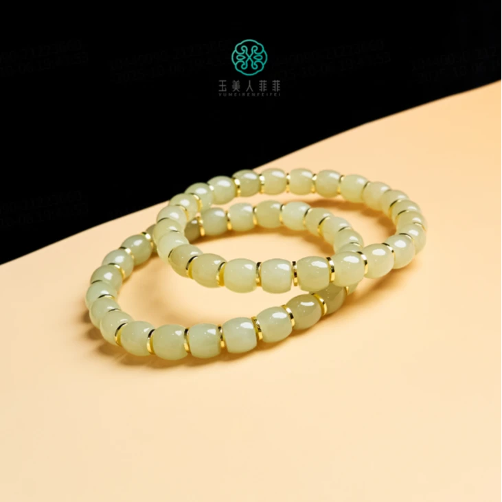 HD石惑珠宝^和田玉单圈直切珠7*8mm-多样性发一