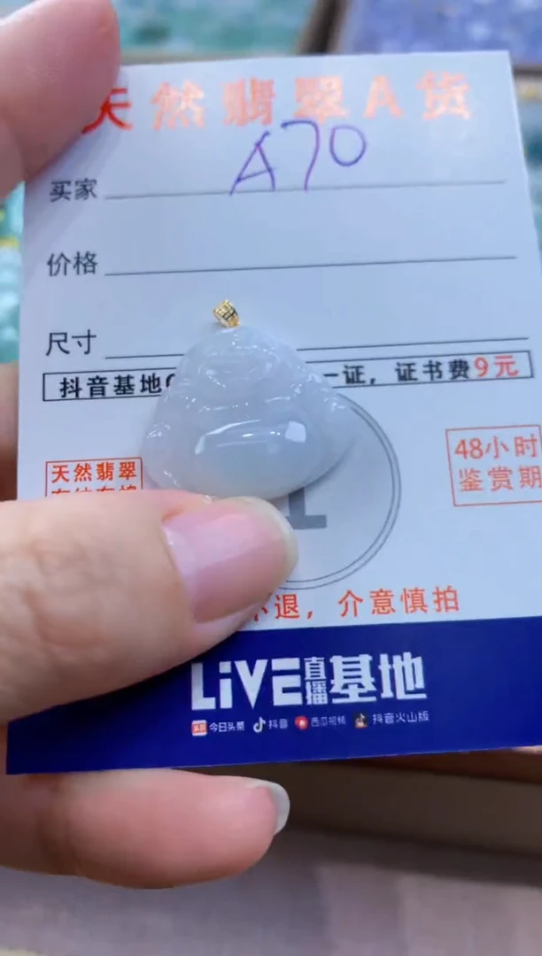 颈饰18K金镶嵌翡翠天然A货翡翠挂件